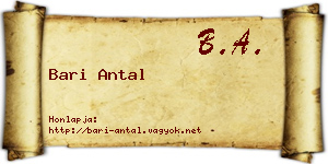 Bari Antal névjegykártya